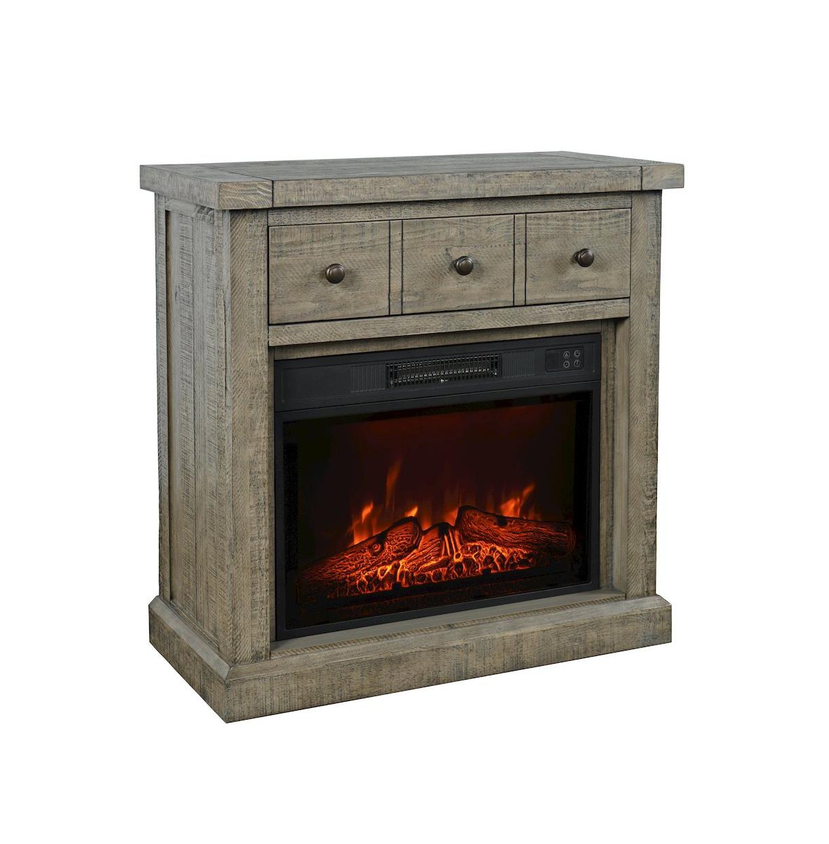 Jofran Telluride Rustic Farmhouse Solid Wood 32" Electric Fireplace Tv Stand Console