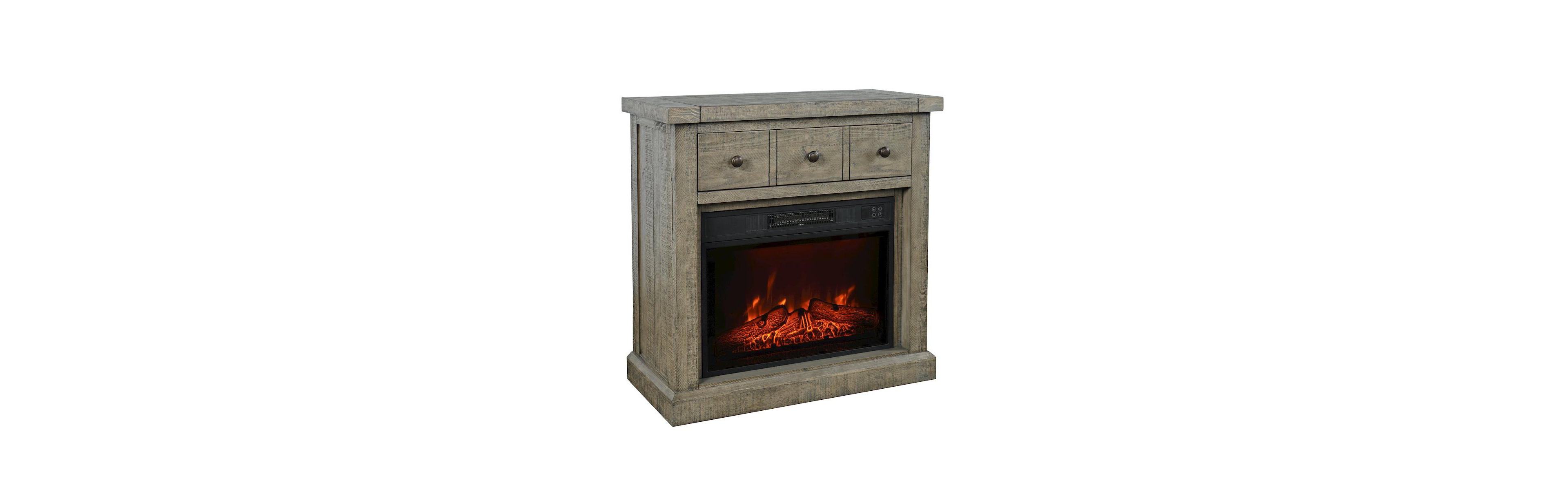 Jofran Telluride Rustic Farmhouse Solid Wood 32" Electric Fireplace Tv Stand Console