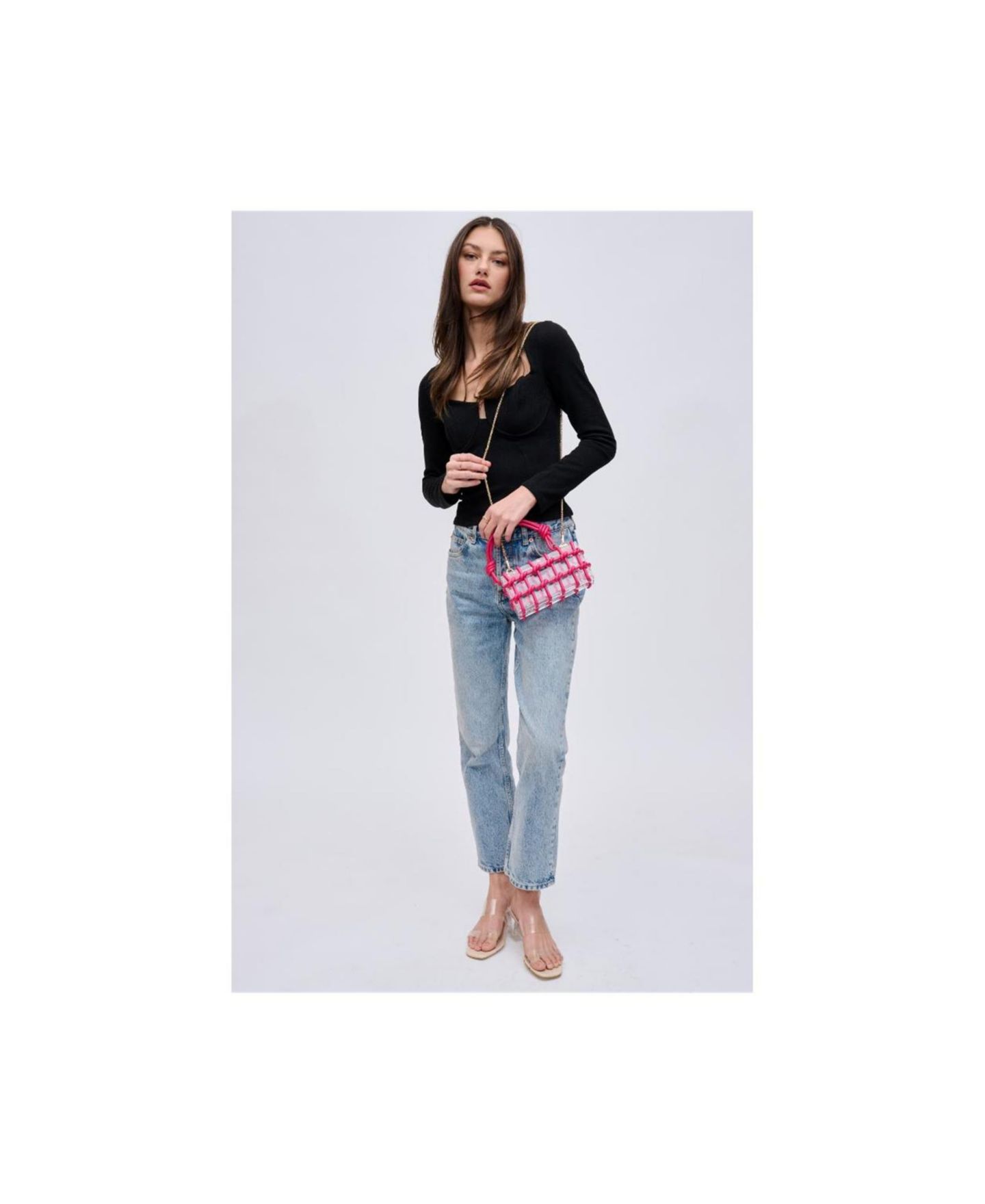 Женская сумка Urban Expressions Mavis Rhinestone-Knot Detachable Chain Strap Evening, цвет: Розовый — фото 8