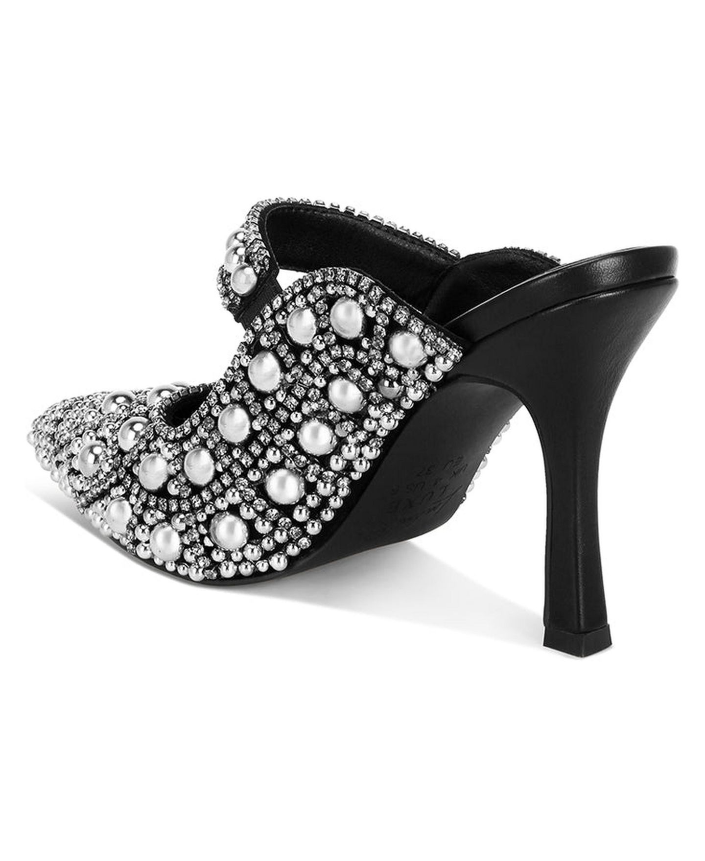 Женские сандалии London Rag Dalston Pearls and Rhinestones Slip On, цвет: Чёрный замшевый — фото 4