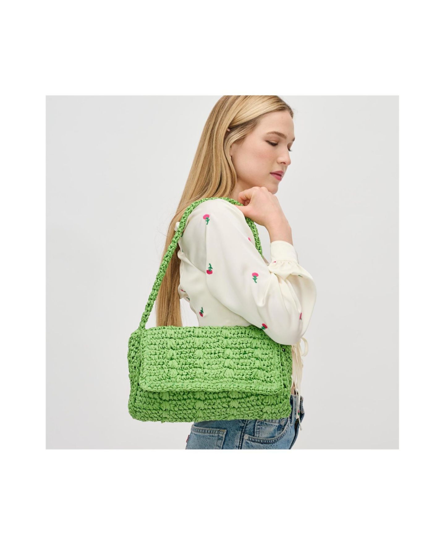 Женская сумка Urban Expressions Anika Woven Straw Detachable Chain Strap Crossbody, цвет: Зелёный — фото 6