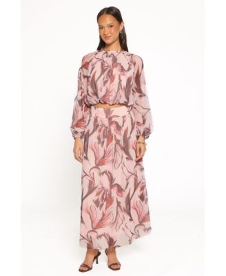 Women's Lorei Floral-Print Long-Sleeve Crewneck Top and Skirt, 2-Piece Set