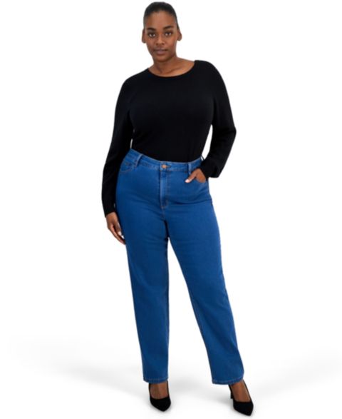 Женские джинсы Jones New York Plus Size Lexington Straight-Leg, цвет: Небесно-голубой варёный