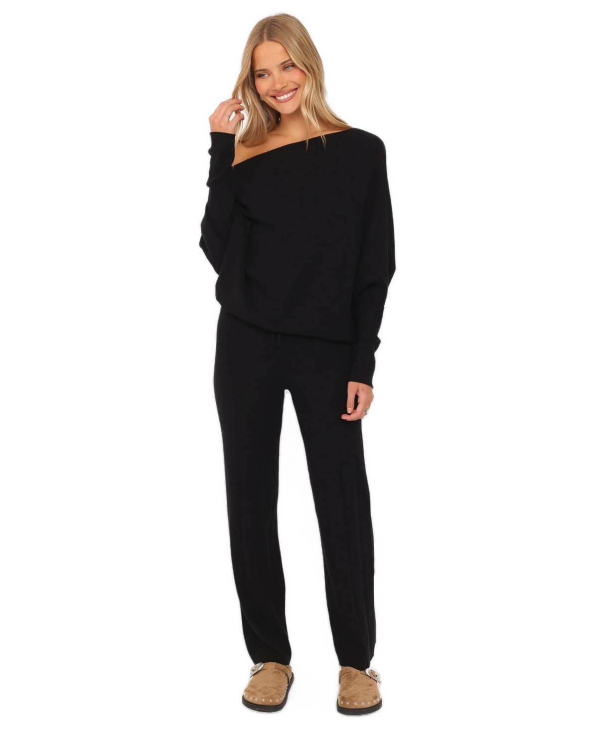 Petal and Pup Women's Sheena Dolman Sleeve Off-the-Shoulder Wide-Leg Top Pants, 2-Piece Set