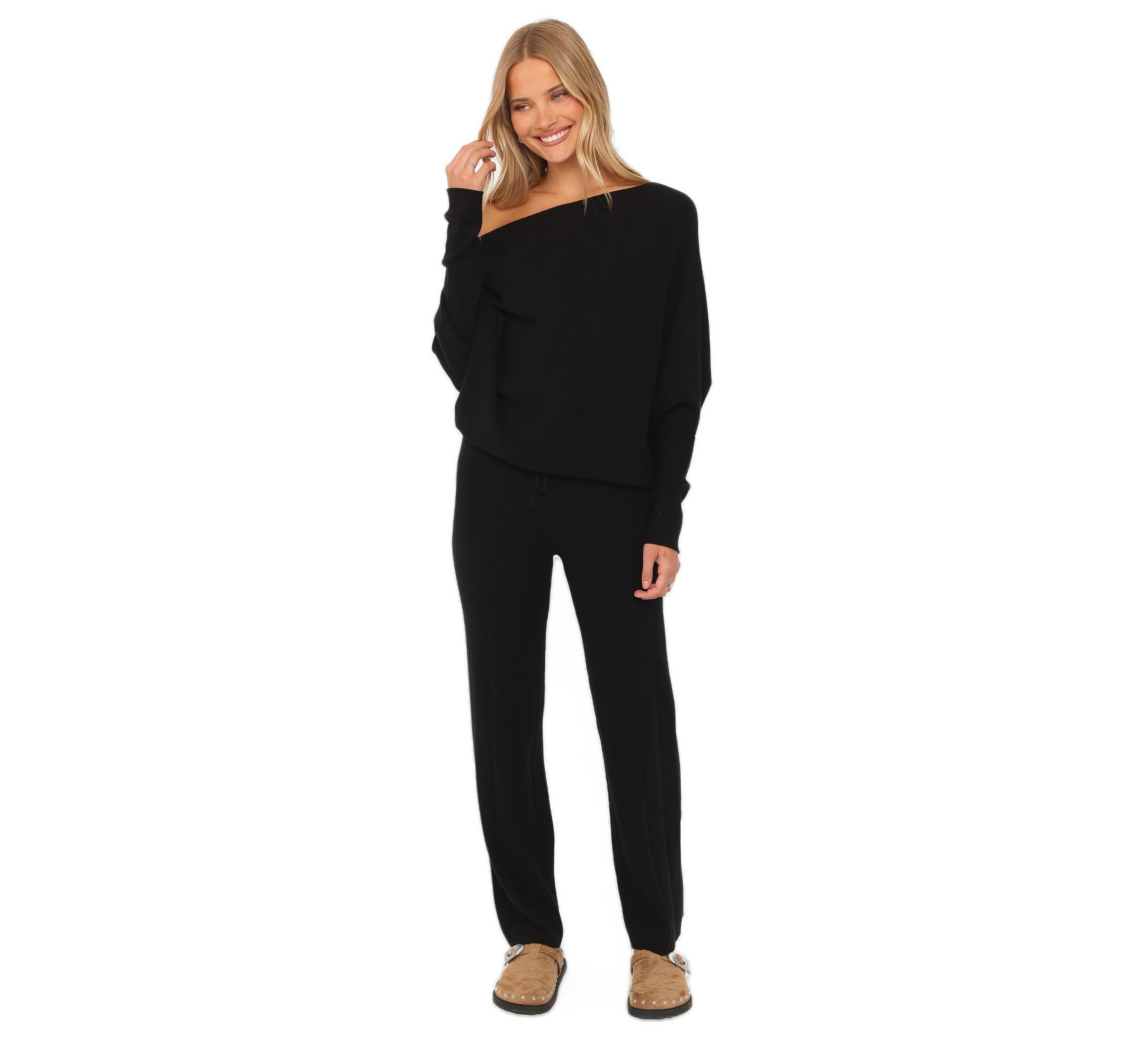Petal and Pup Women's Sheena Dolman Sleeve Off-the-Shoulder Wide-Leg Top Pants, 2-Piece Set