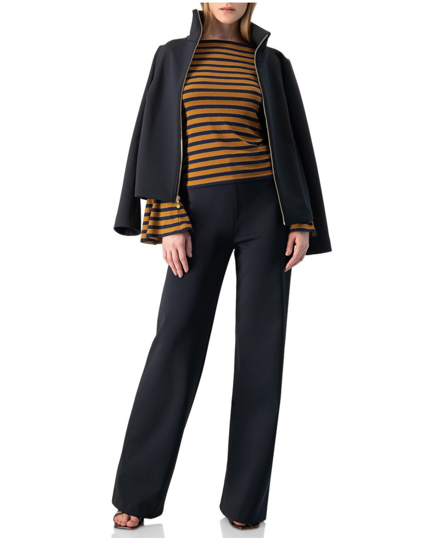 Женская блузка Ivonne Boat-Neck Bell-Sleeve Striped, цвет: Верблюжий — фото 3
