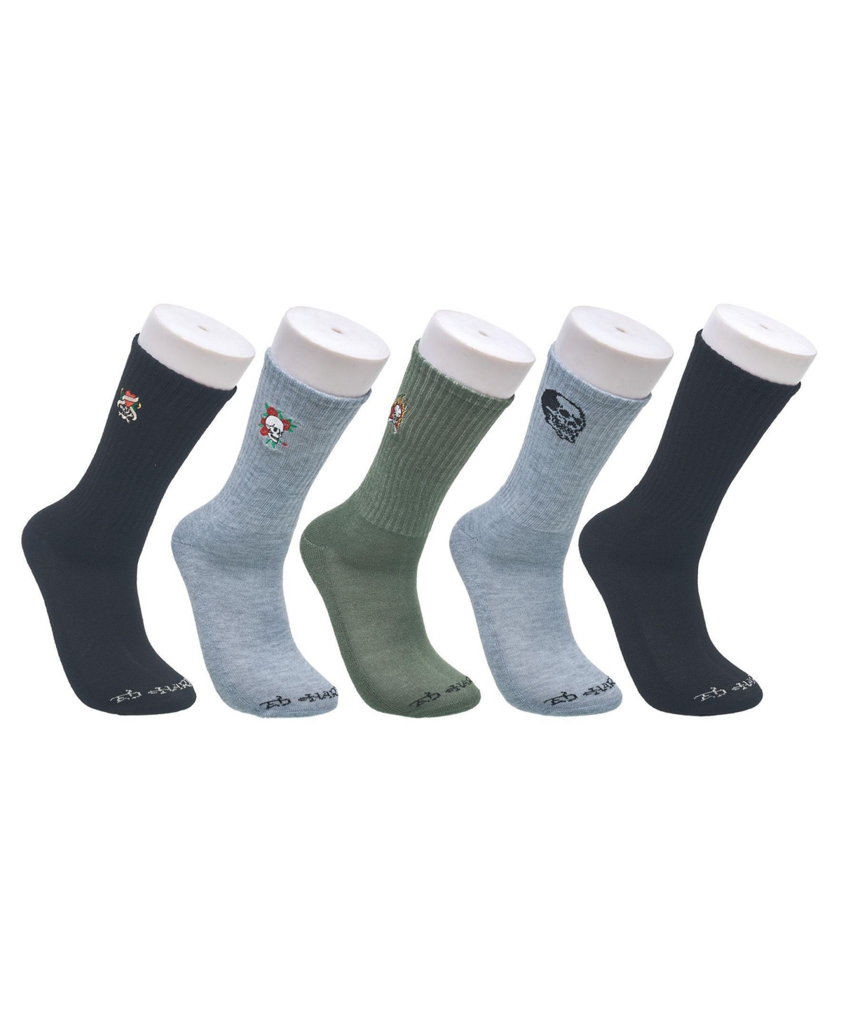Ed Hardy Men's Embroidery Half Cushion Crew Sock 5-Pack