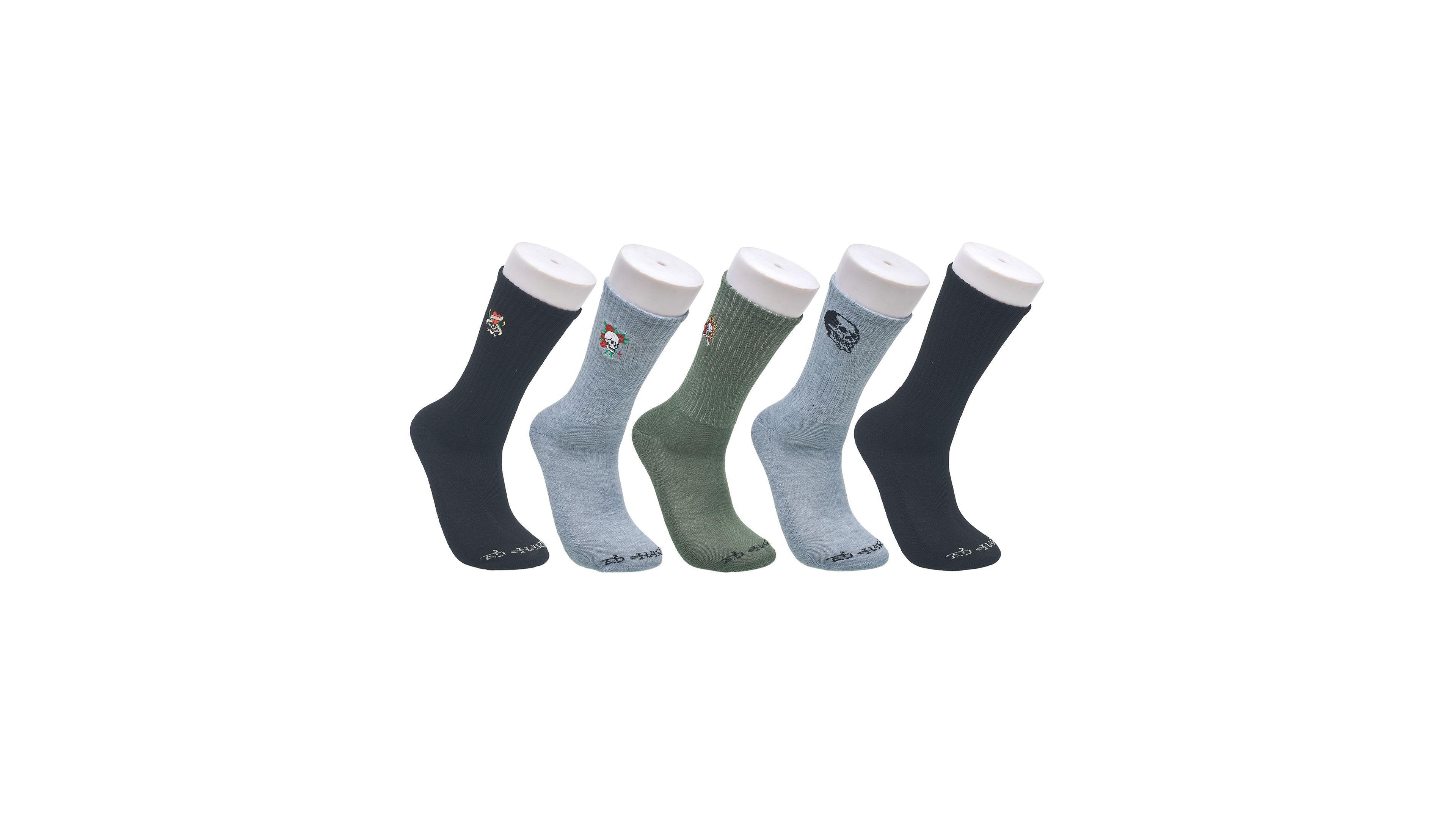 Ed Hardy Men's Embroidery Half Cushion Crew Sock 5-Pack
