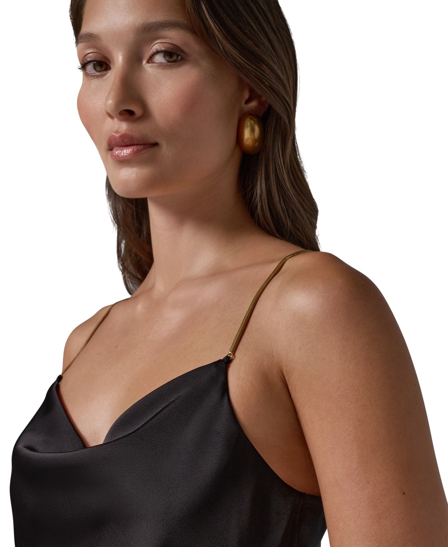 Женский топ Donna Karan New York Cowl Neck Sleeveless Chain-Link Straps Camisole, цвет: Чёрный — фото 4