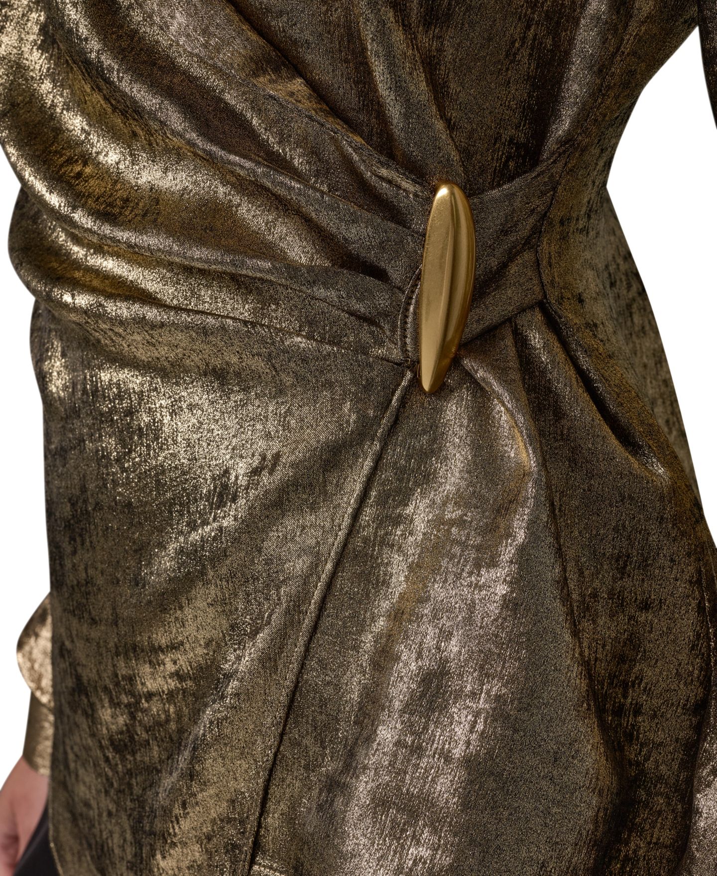 Женская блузка Donna Karan New York Long-Sleeve Asymmetrical-Hem Metallic Blouse, цвет: Золотой — фото 6