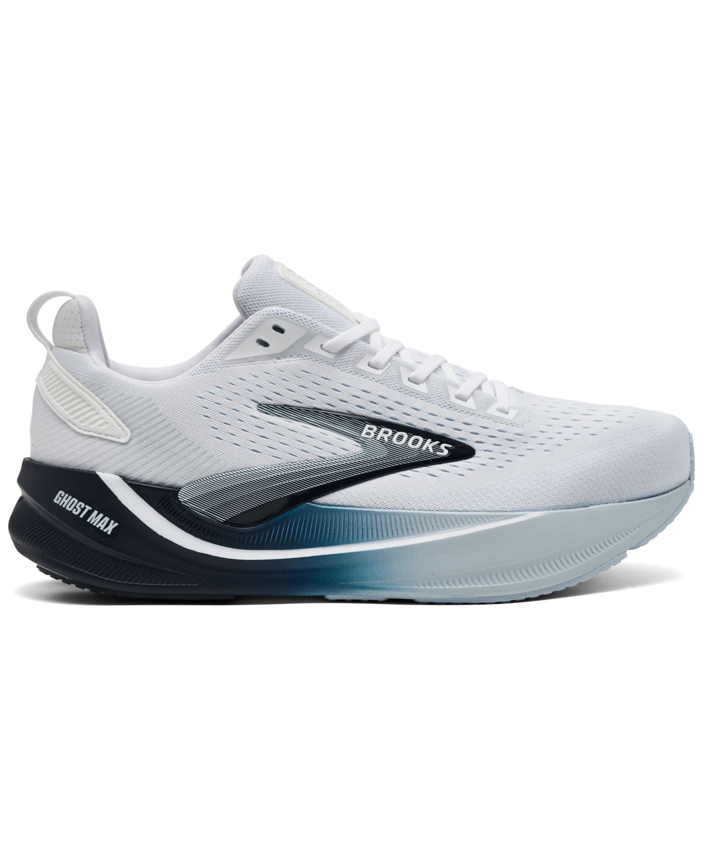 Мужские кроссовки Brooks Ghost Max 4 Stability Running, цвет: Белый / Тёмно-синий — фото 2