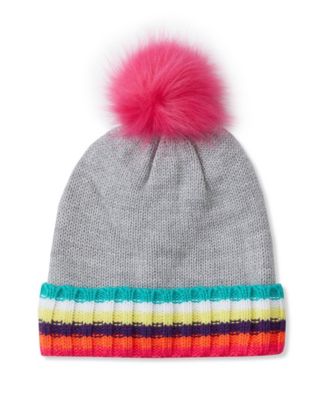 Girls' Fleece-Lined Knit Pom-Pom Beanie