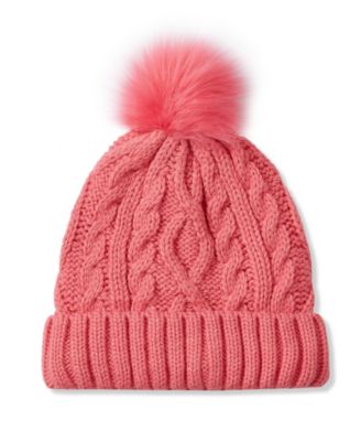 Girls' Fleece-Lined Knit Pom-Pom Beanie