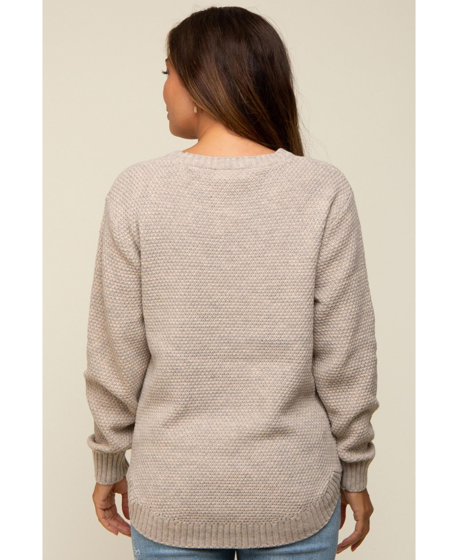 Women's Beige Knit Pullover Sweater