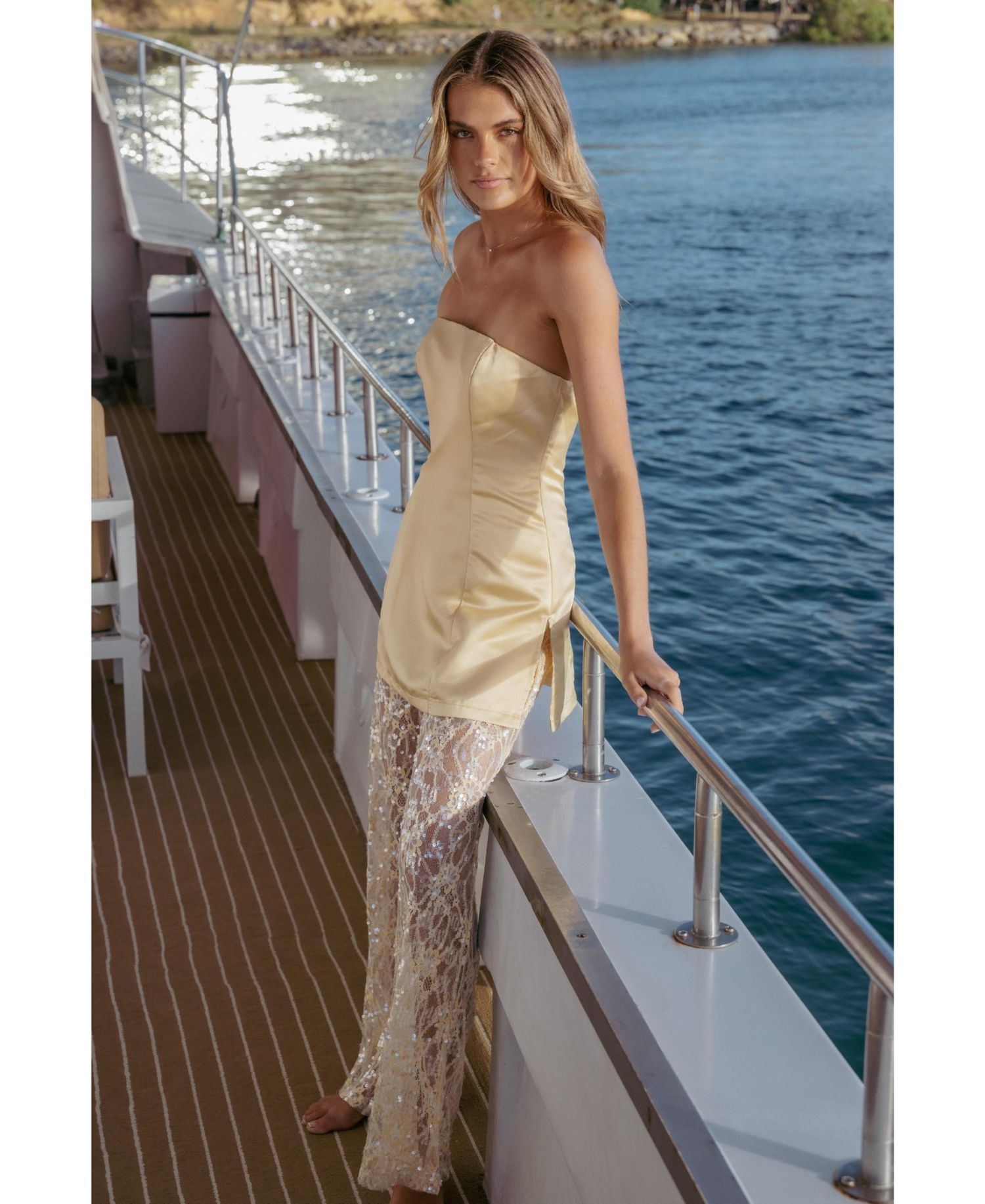 Women's Oxley Strapless Wide-Leg Satin Jumpsuit
