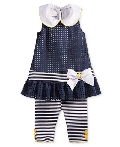 Bonnie Baby 2-Pc. Laser-Cut Tunic & Leggings Set, Baby Girls (0-24 months)