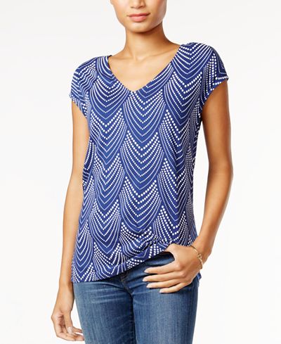 Tommy Hilfiger Luisa V-Neck Printed Top, Only at Macy's