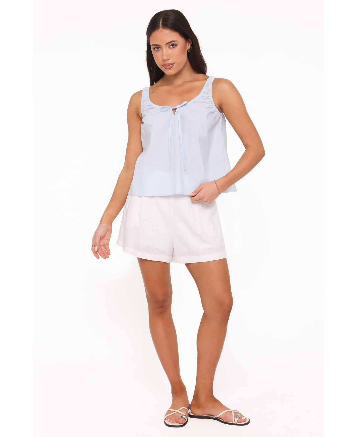 Women's Lawrence Tie-Front Scoop-Neck Cotton Tank Top