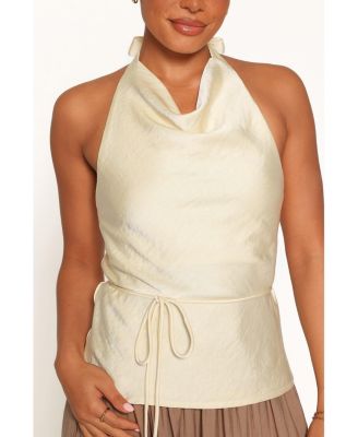Women's Brenn Low Back Halter Satin Top