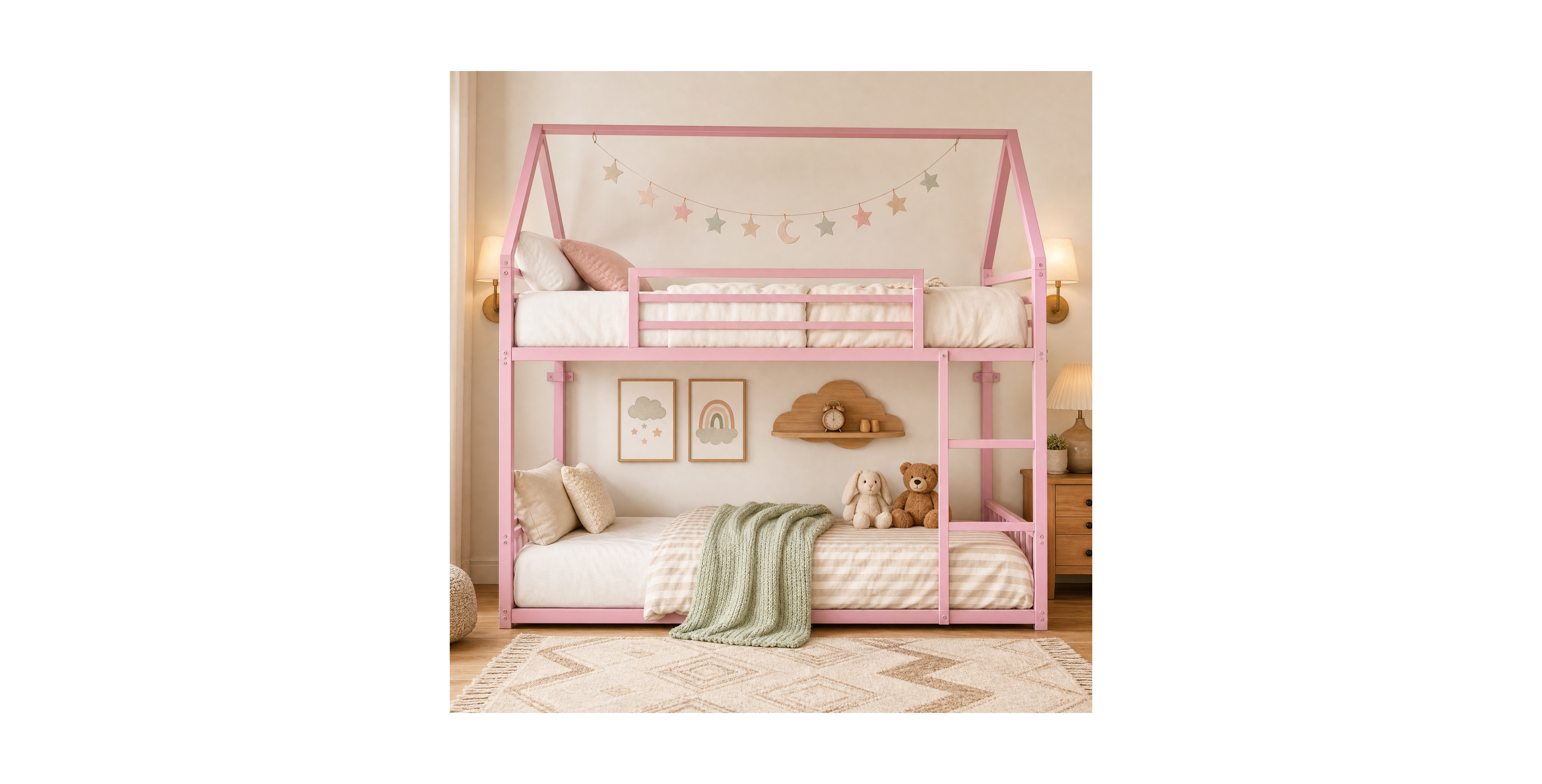 Likimio Lko Twin Xl House Bunk Bed with Ladder