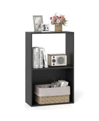 3-Tier Bookshelf with Open Storage Compartment and Freestanding Display Shelf