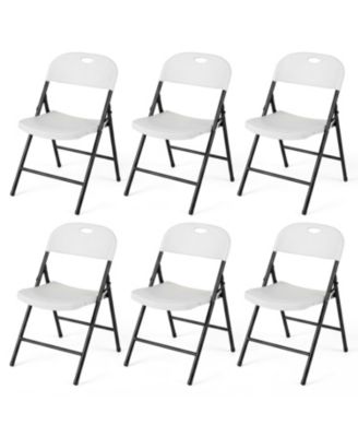 Set of 6 Foldable Plastic Chairs with Ergonomic Backrest