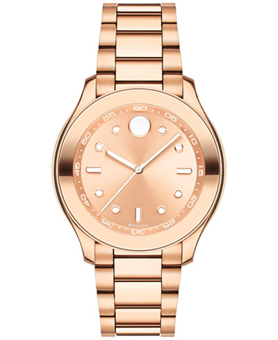 Movado Women's Swiss Bold Rose Gold-Tone Stainless Steel Bracelet Watch 38mm 3600417