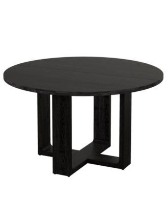 Solid Wood Round Dining Table with Stylish Cross Base for Dining Area