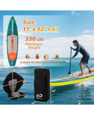 Inflatable Stand Up Paddleboard with Kayak Seat, 2-in-1, Drop-Stitch Paddle