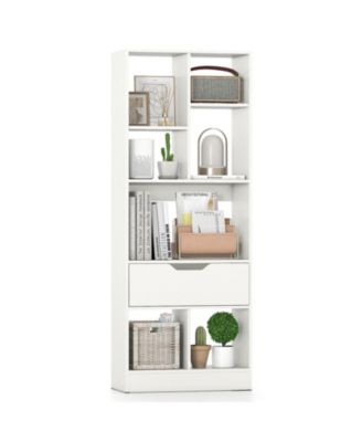 Tall Freestanding Bookcase 51 Inch with Drawer 7-Cube Storage Organizer