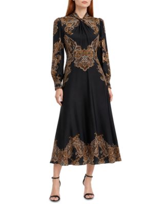 Women's Raquel Midi A-Line Twist-Neck Dress