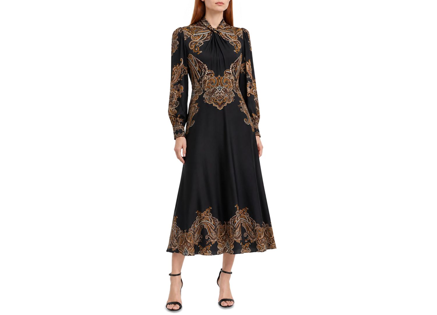 Women's Raquel Midi A-Line Twist-Neck Dress