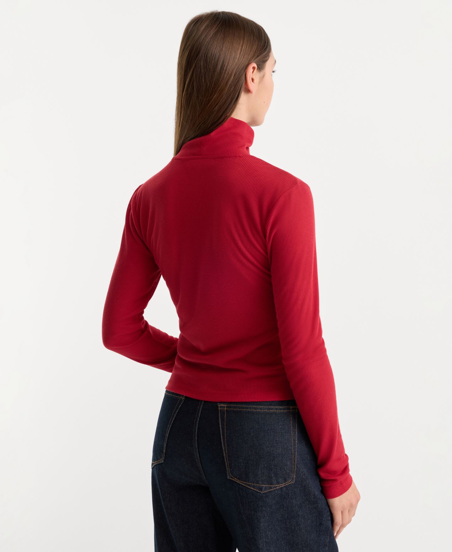 Женский топ Good American Sheer Ribbed Turtleneck, цвет: Чёрный — фото 6