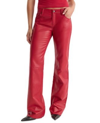 Women's Low-Rise Bootcut Faux Leather Pants