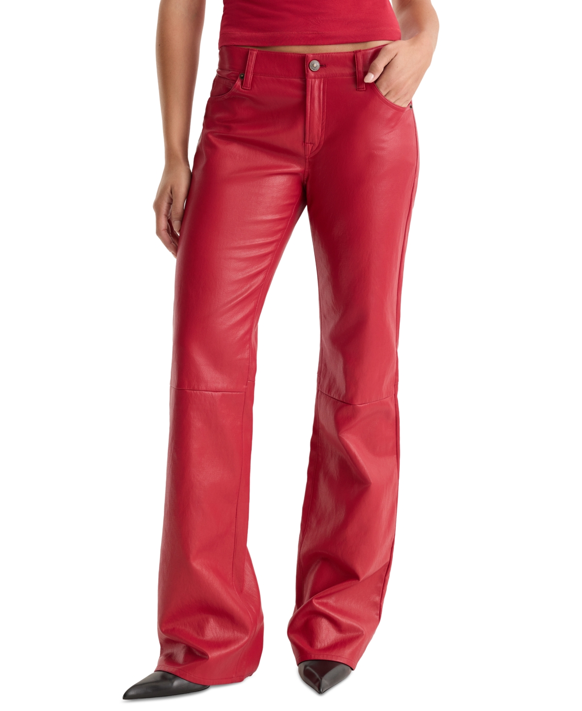 Good American Women's Low-Rise Bootcut Faux Leather Jeans