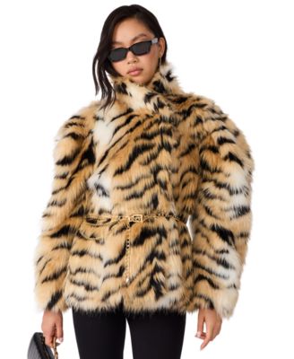 Women's Alexx Faux Fur Animal Print Coat