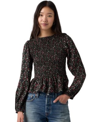 Women's Ashton Long-Sleeve Peplum Smocked Blouse