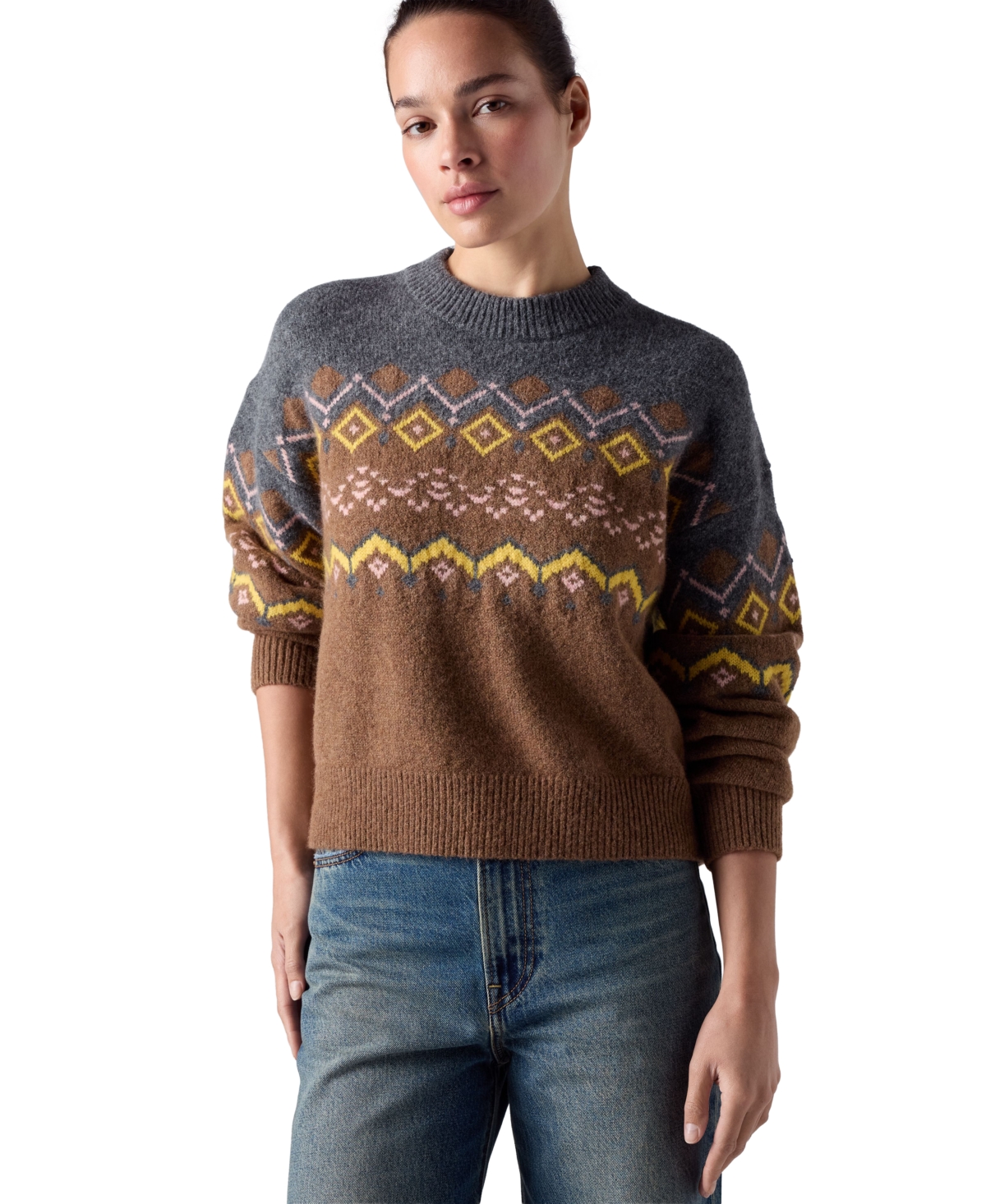 Levi's Women's Charlotte Fair-Isle Crewneck Long-Sleeve Sweater