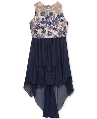 Rare Editions Embroidered Bodice Hi-Lo Dress, Big Girls (7-16)