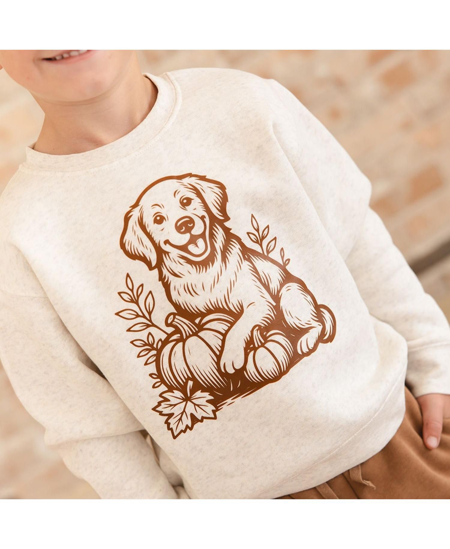 Boys' 4-20 Golden Retriever Harvest Crewneck Long-Sleeve Sweatshirt