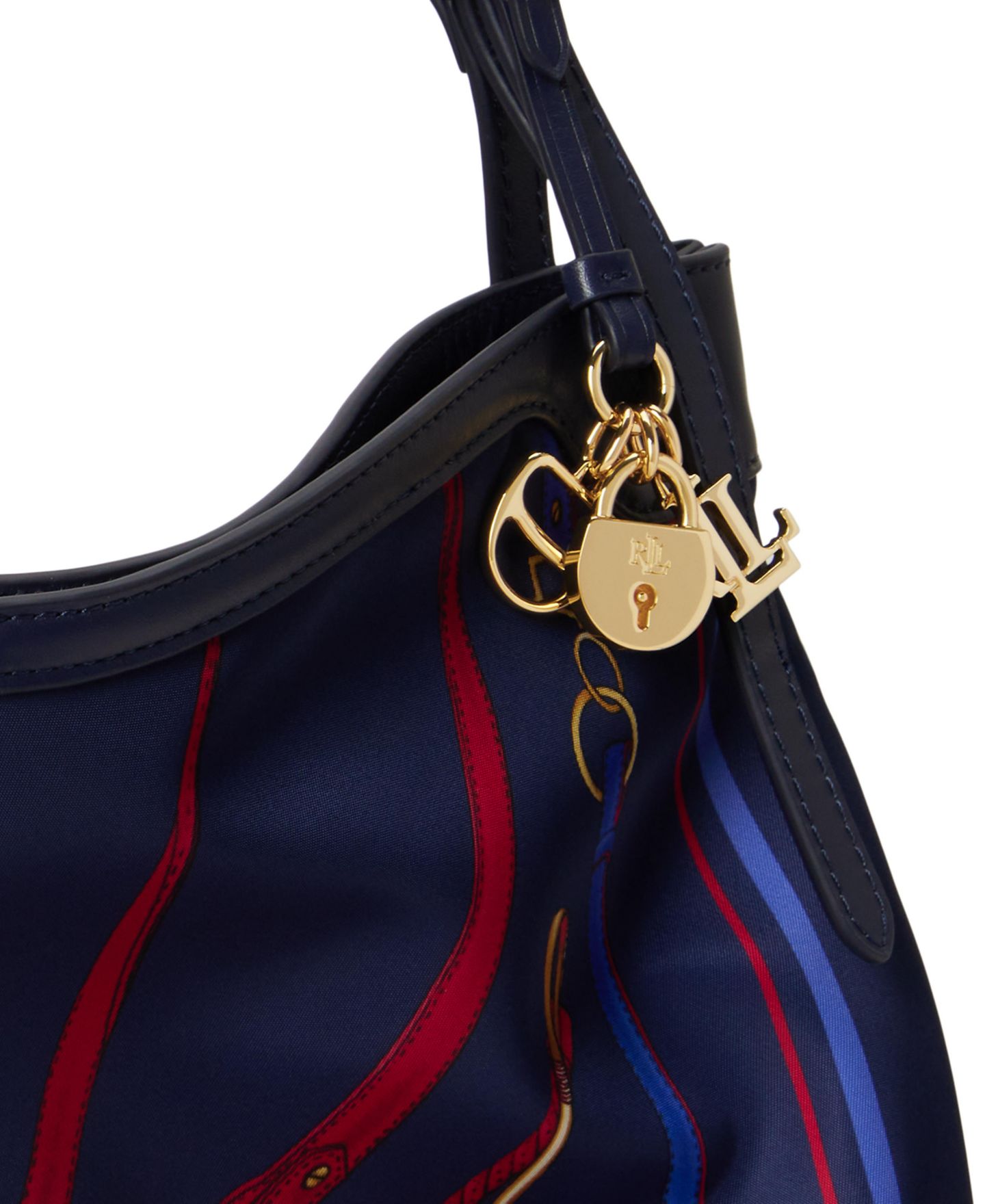 Женская сумка Lauren Ralph Lauren Marcy Slouchy Medium Equestrian Print, цвет: С принтом / Тёмно-синий — фото 5