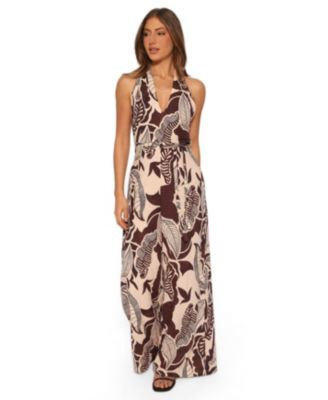 Women's Kehlani Halter Wide-Leg Open-Back Jumpsuit