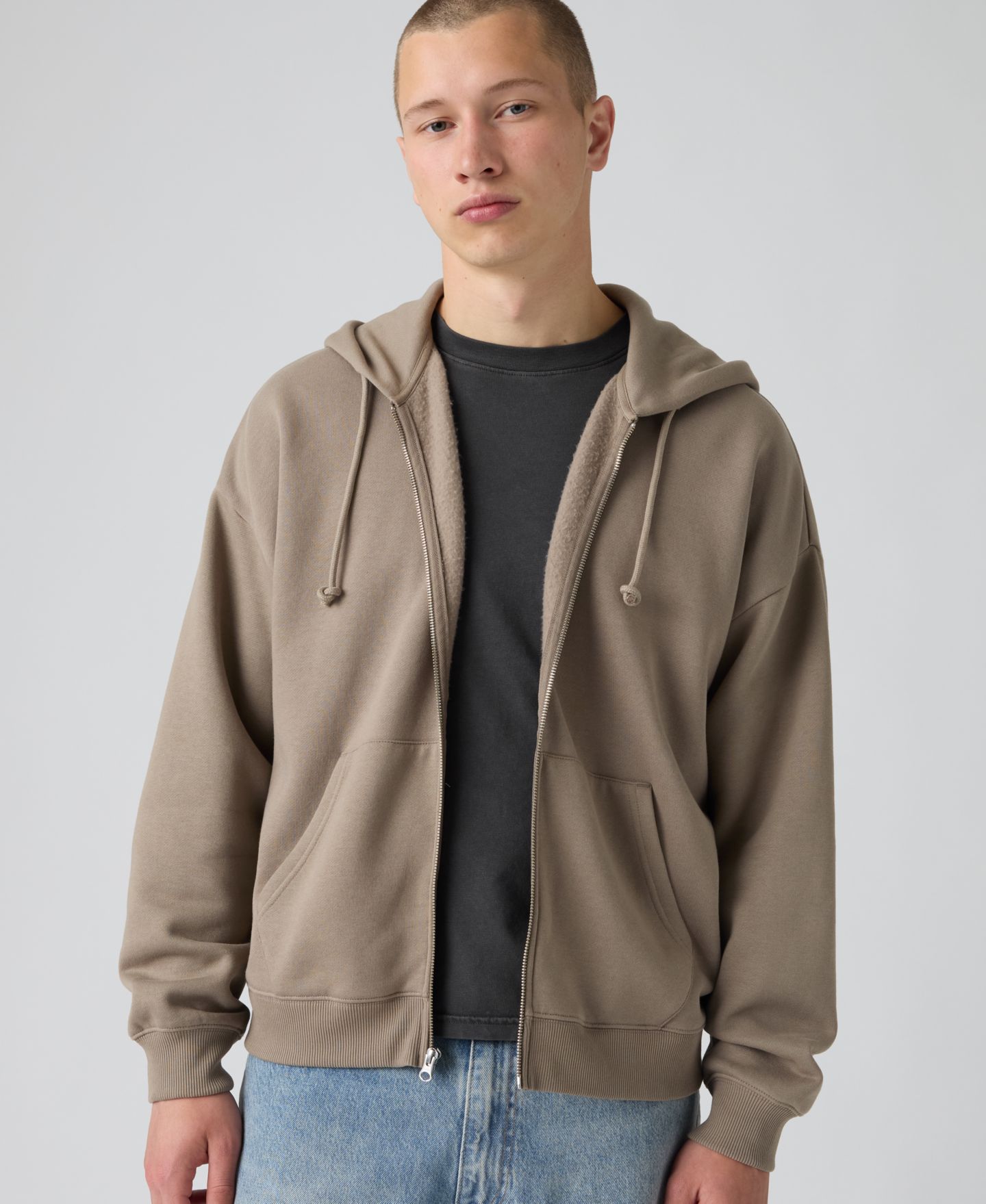 Мужская толстовка Levi's оверсайз на молнии с капюшоном, цвет: Brindle — фото 2