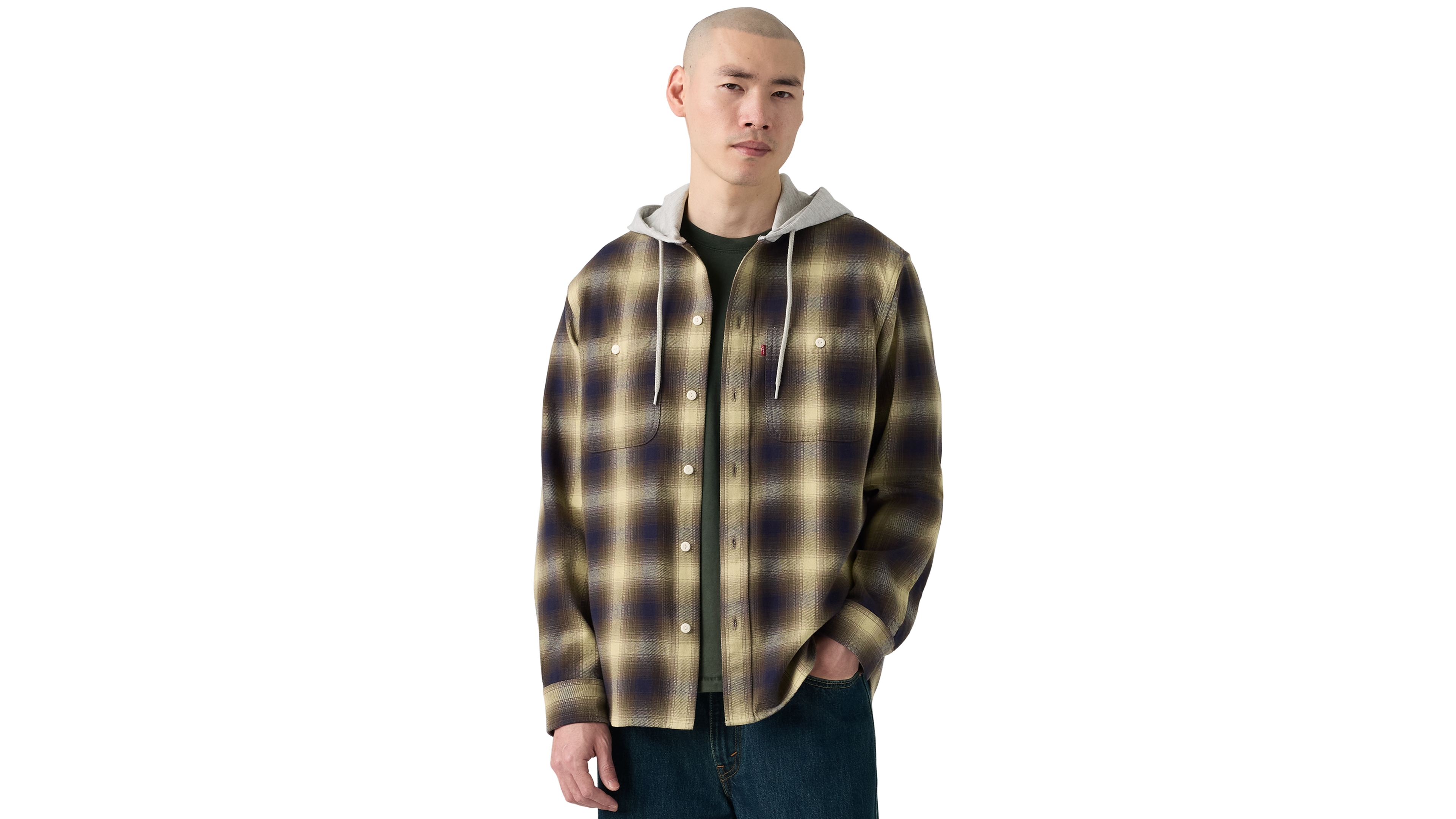 Levi's Men's Classic Hooded Worker Plaid Long-Sleeve Shirt