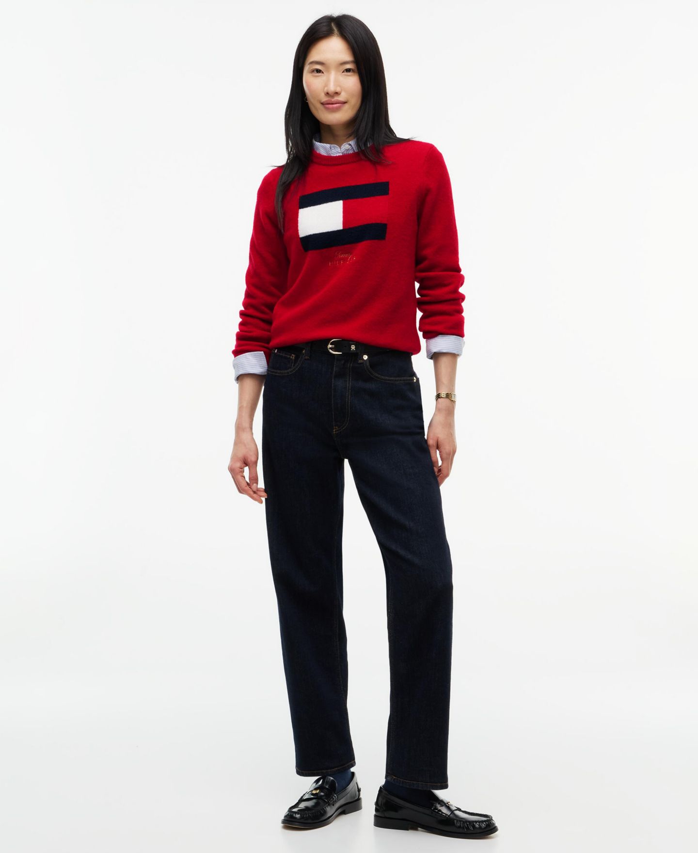 Женский свитер Tommy Hilfiger Graphic Crewneck, цвет: Средний серый меланжевый — фото 2