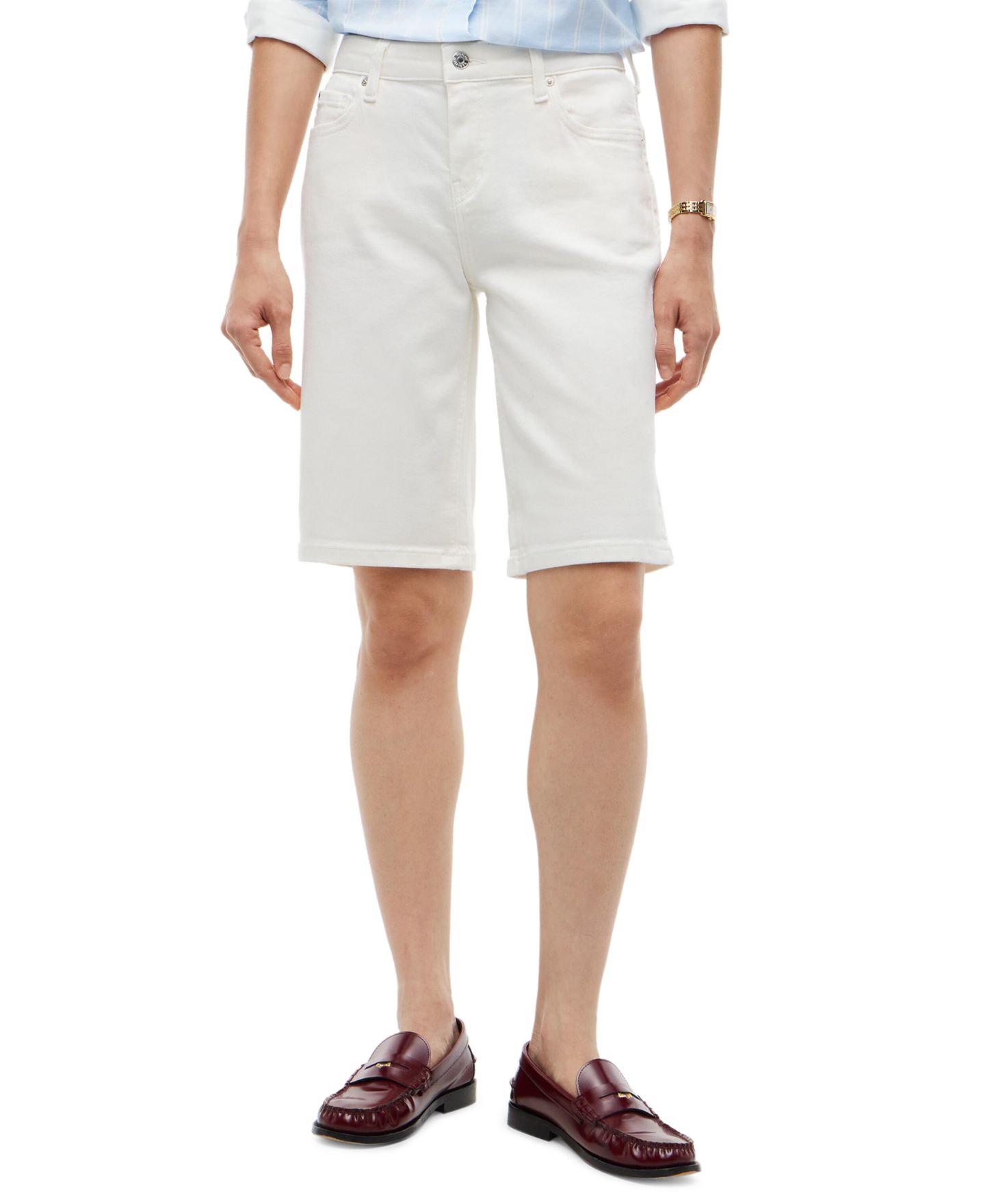 Женские шорты Tommy Hilfiger Denim Five-Pocket Bermuda, цвет: Оптический — фото 1