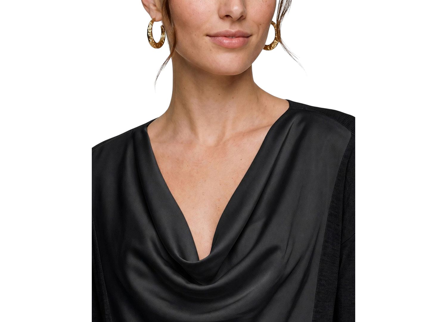 Women's Cowl Neck Satin Front Sweater