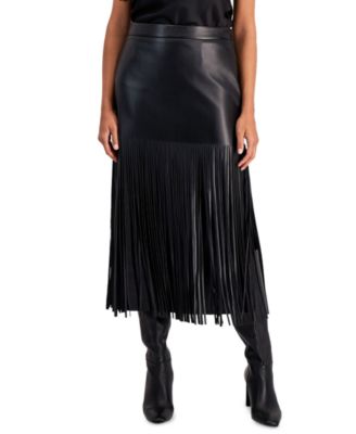 Women's Kaia High-Waisted Polyester Fringe Skirt
