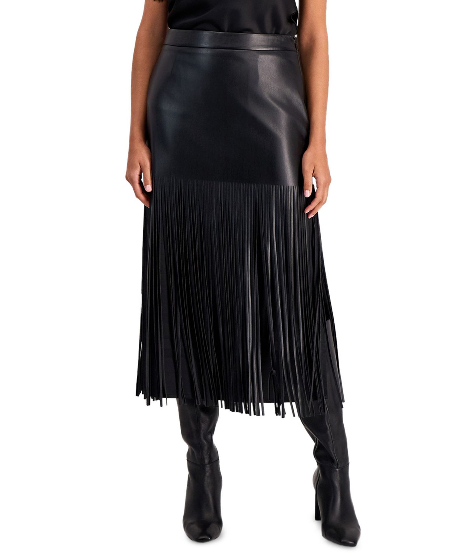 Women's Kaia High-Waisted Polyester Fringe Skirt