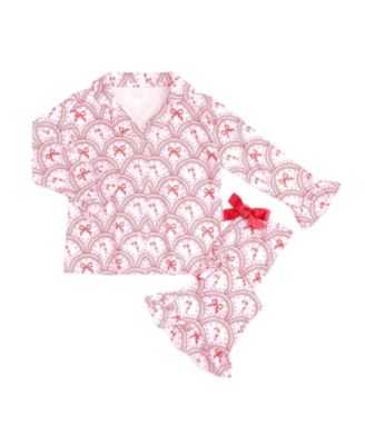 Big Girls 10-12 Candy Cane Scallop Christmas Two-Piece Set